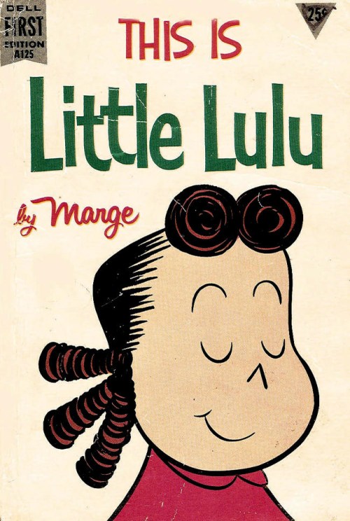 Cover of "This Is Little Lulu" featuring a smiling girl with curly hair, by Marge. Vintage comic book design.