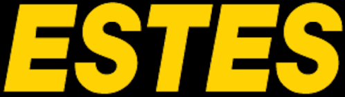 Bold yellow text spelling "ESTES" on a black background.