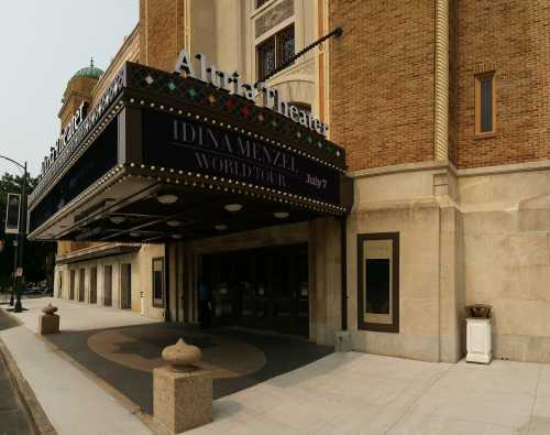 Exterior of the Altria Theater featuring a marquee for Idina Menzel's World Tour on July 7.