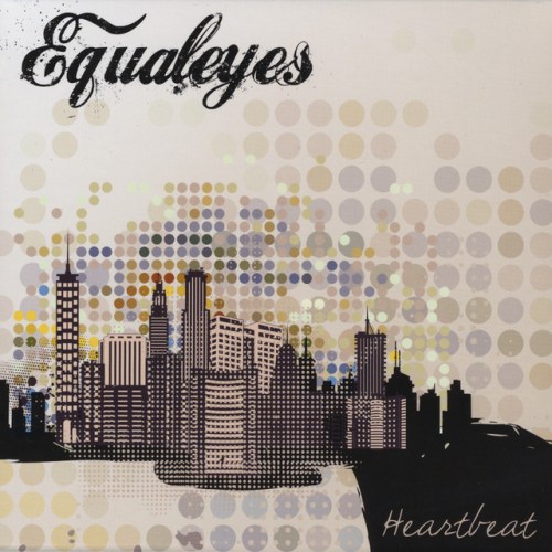Album cover featuring a city skyline silhouette with colorful dot patterns and the title "Heartbeat" by Equaleyes.