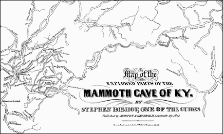 Map of the explored parts of Mammoth Cave, Kentucky, created by guide Stephen Bishop.