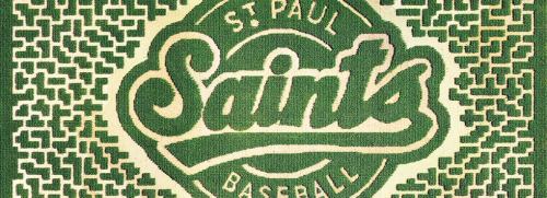 Logo of the St. Paul Saints baseball team, featuring green and white colors with a retro design.