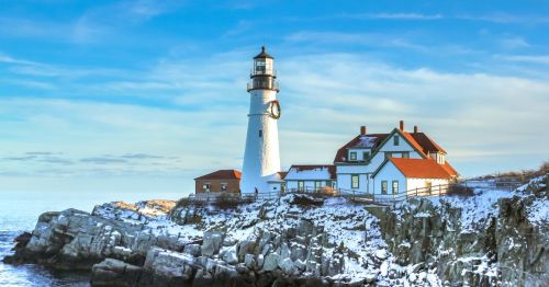 Lighthouse in Portland Maine during Christmas