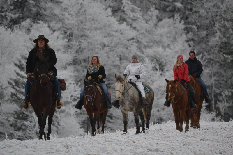 West Virginia Horseback Riding In The Snow At Autumn Breeze