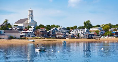 waterfront in Cape Cod, Massachusetts on a sunny day