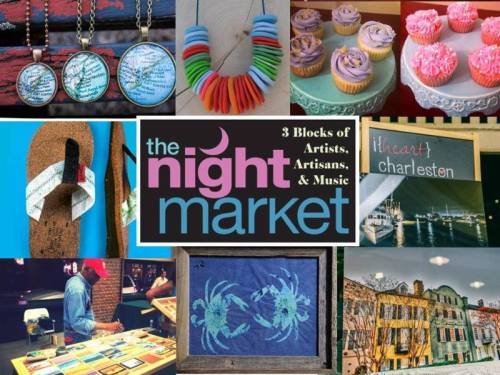 Collage of crafts, jewelry, and food from The Night Market, featuring vibrant colors and local artistry.