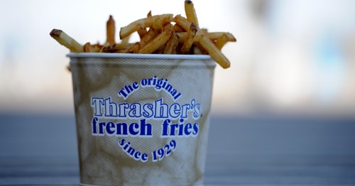 a cup of thrasher's fries in delaware