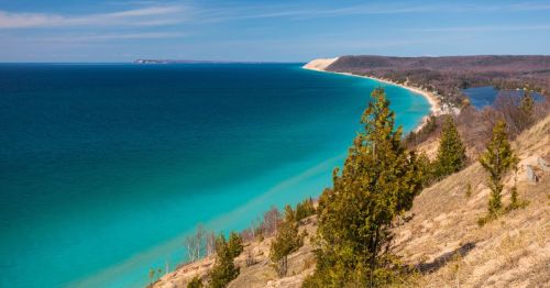 Overlook of Lake Michigan near Onekama, a small beach town