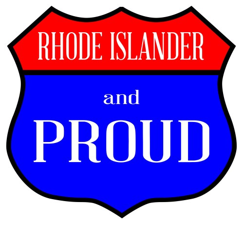 Rhode Islander and Proud' text design.