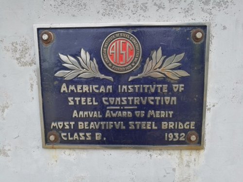 Plaque from the American Institute of Steel Construction, recognizing a bridge with the Annual Award of Merit, 1932.