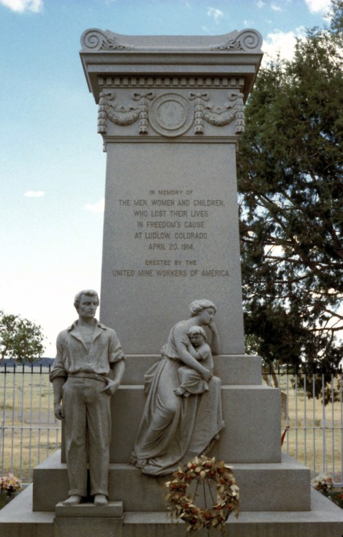 Monument honoring the men, women, and children who lost their lives in the Ludlow Massacre, April 20, 1914.