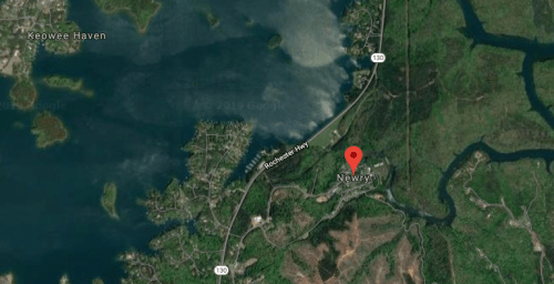 Map showing Newry, with nearby Keowee Haven and surrounding water bodies and roads.