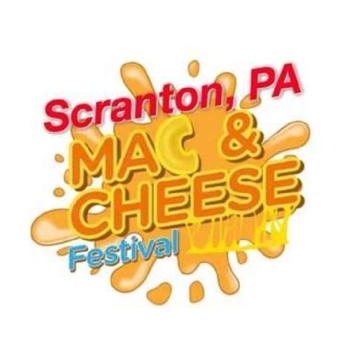 Logo for the Scranton, PA Mac & Cheese Festival, featuring vibrant colors and playful design elements.