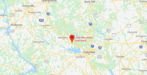 Map showing the location of Little Mountain Unlimited near Columbia, South Carolina.