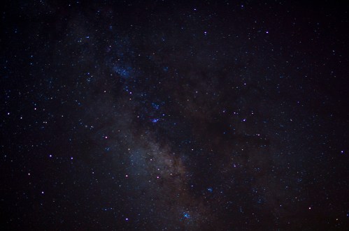 A starry night sky filled with countless stars and a visible Milky Way galaxy.