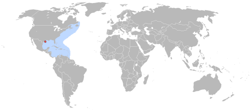 Map highlighting a region in Mexico, with a red dot indicating a specific location, against a gray world map background.