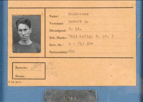 ID card featuring a photo of a man named Robert D. Fulkerson, with military details and personal information.