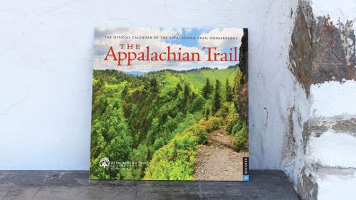 A calendar titled "The Appalachian Trail 2020" featuring a lush green landscape on the cover.