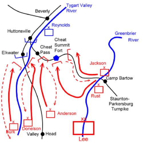 Map showing roads and locations in West Virginia, with routes marked in red and blue, including towns like Reynolds and Lee.