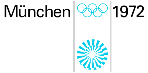 Logo featuring the Olympic rings at the top and a stylized circular design below, both in turquoise.