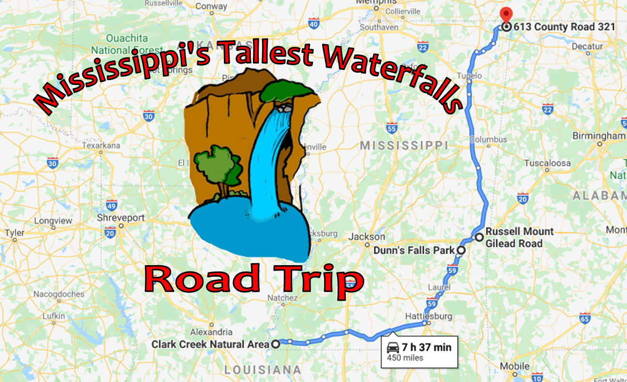 Take This Waterfall Road Trip In - Map With Text 