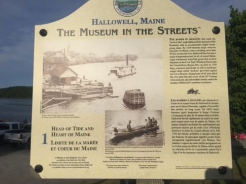 Sign in Hallowell, Maine, titled "The Museum in the Streets," featuring historical photos and information about the area.