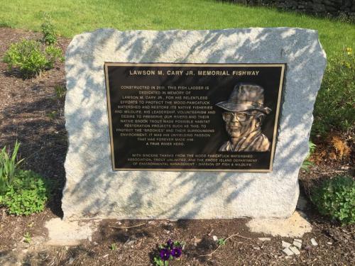 Plaque honoring Lawson M. Cary Jr. for his efforts in preserving natural habitats and promoting environmental stewardship.
