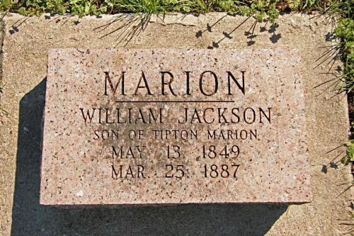 Gravestone of William Jackson Marion, born May 13, 1849, died March 25, 1887, son of Tipton Marion.