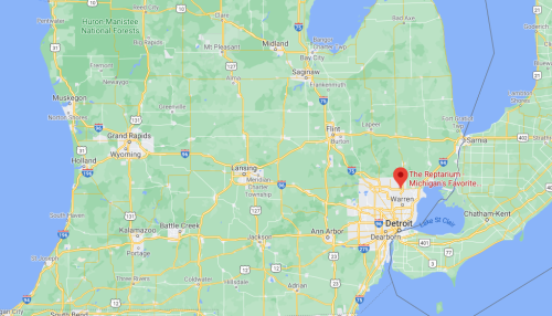 Map of Michigan highlighting the location of The Repatrium, labeled as "Michigan's Favorite."