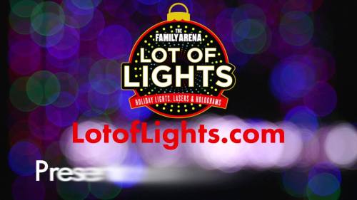 Colorful bokeh background with "Lot of Lights" logo and website, promoting a holiday lights event.