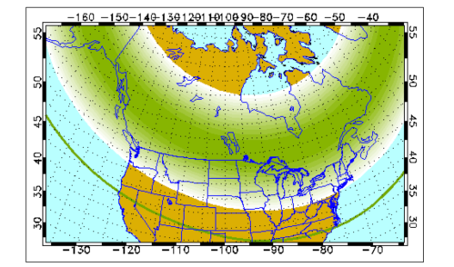 Map of North America showing geographical features with color gradients and contour lines.