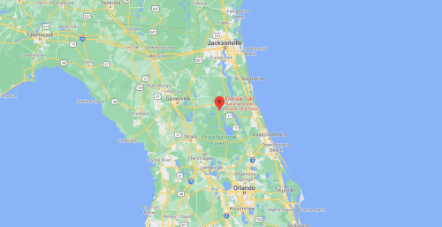 Map showing the Florida Trail location in central Florida, near Jacksonville and Orlando.