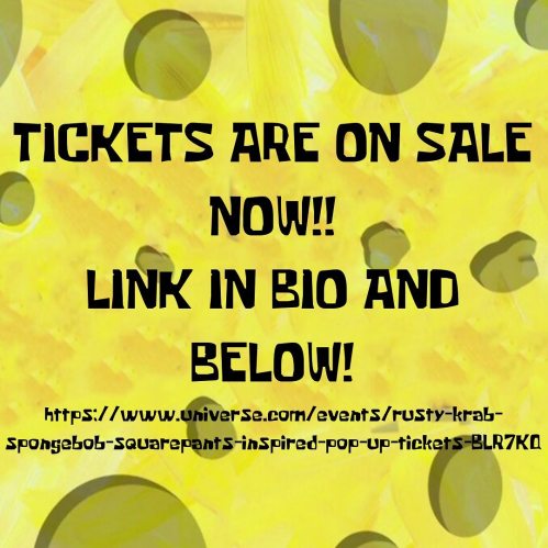 Text announcement for ticket sales with a bright yellow background and a link for more information.