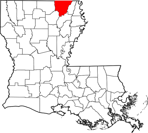 Map of Louisiana highlighting the northernmost region in red.