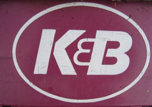 Logo featuring the letters "K&B" in a bold, white font on a maroon background.