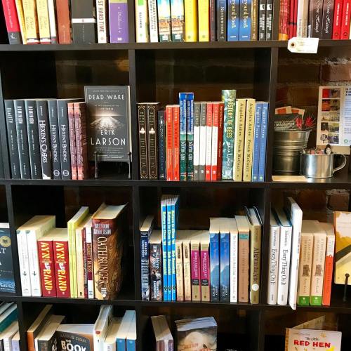 A bookshelf filled with various books, showcasing colorful spines and a mix of genres in a cozy setting.
