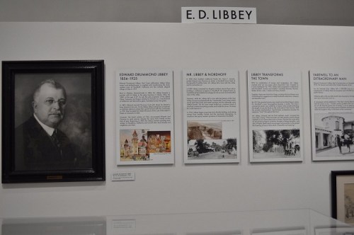 A display featuring a portrait of E.D. Libbey and informational panels about his contributions and legacy.