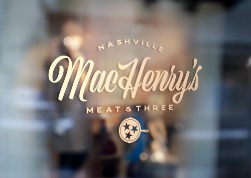 Sign for MacHenry's Meat & Three in Nashville, featuring elegant script and a star emblem.