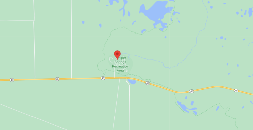 Map showing the location of Juniper Springs Recreation Area, marked with a red pin, surrounded by green areas.