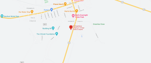 Map showing a location with nearby landmarks, including Planet Maria and Marla Overnight Trailer Park.