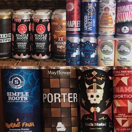 A collection of craft beer cans featuring various styles and flavors, arranged in a visually appealing display.
