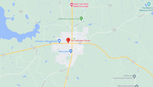 Map showing the location of The Daffodale House in Jefferson, near Capri Lazy Days Motel & Lounge and Jefferson Country Club.