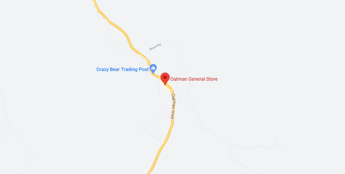 Map showing the location of Ostman General Store near Crazy Bear Trading Post.