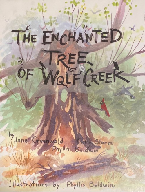 Cover of "The Enchanted Tree of Wolf Creek," featuring a whimsical tree illustration and colorful nature elements.