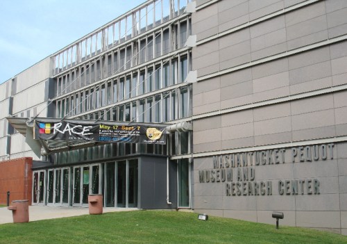 Exterior view of the Washington Peanut Museum and Research Center, featuring a banner for the "RACE" exhibit.
