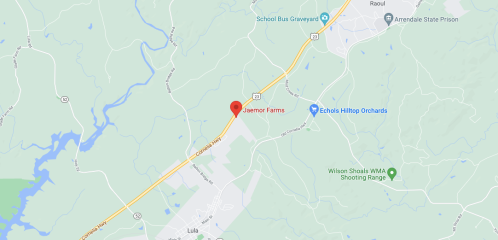 Map showing a location near Jaemor Farms, along Highway 23, surrounded by green areas and nearby landmarks.