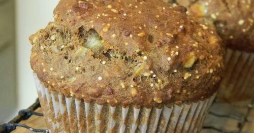 A close-up of a muffin