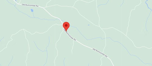Map showing a location marked with a red pin on Old Buncombe Road.