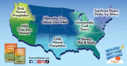 Map of the U.S. showing winter weather forecasts, including snow, ice, and precipitation levels across different regions.