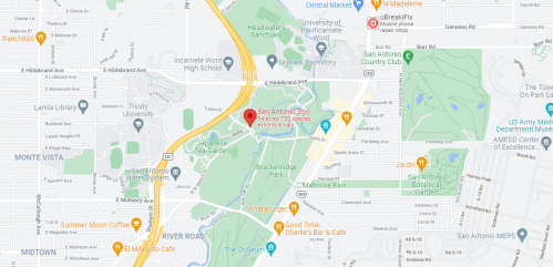 Map showing the San Antonio Country Club and surrounding areas, including parks and nearby streets.